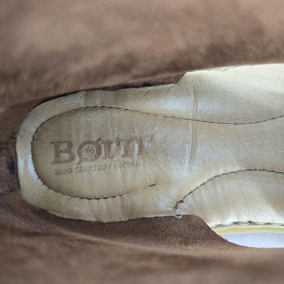 Born Sandals Women's 7 M Brown Leather Iwa Flat Back Zip Open Toe Cross Strap - Picture 7 of 8